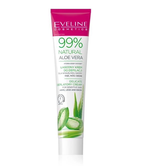 Crema depilatoare pentru piele sensibila - brate, picioare, zona bikini cu 99% Aloe Vera