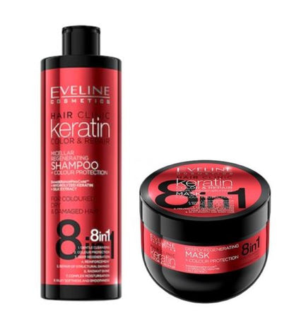 Set Sampon si Masca de par - KERATIN COLOR & REPAIR 8IN1